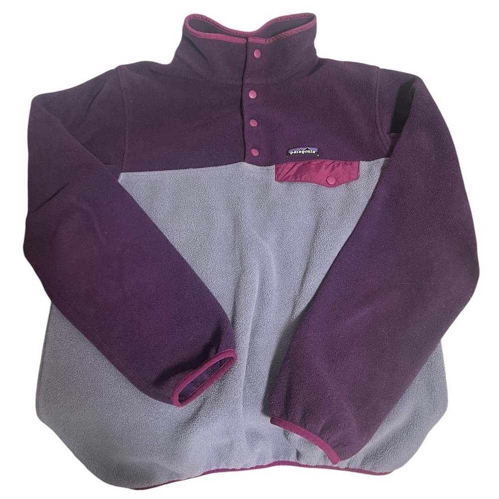 Patagonia Synchilla Snap-T Fleece Pullover Jacket‎ Womens M Purple Gray Fleece